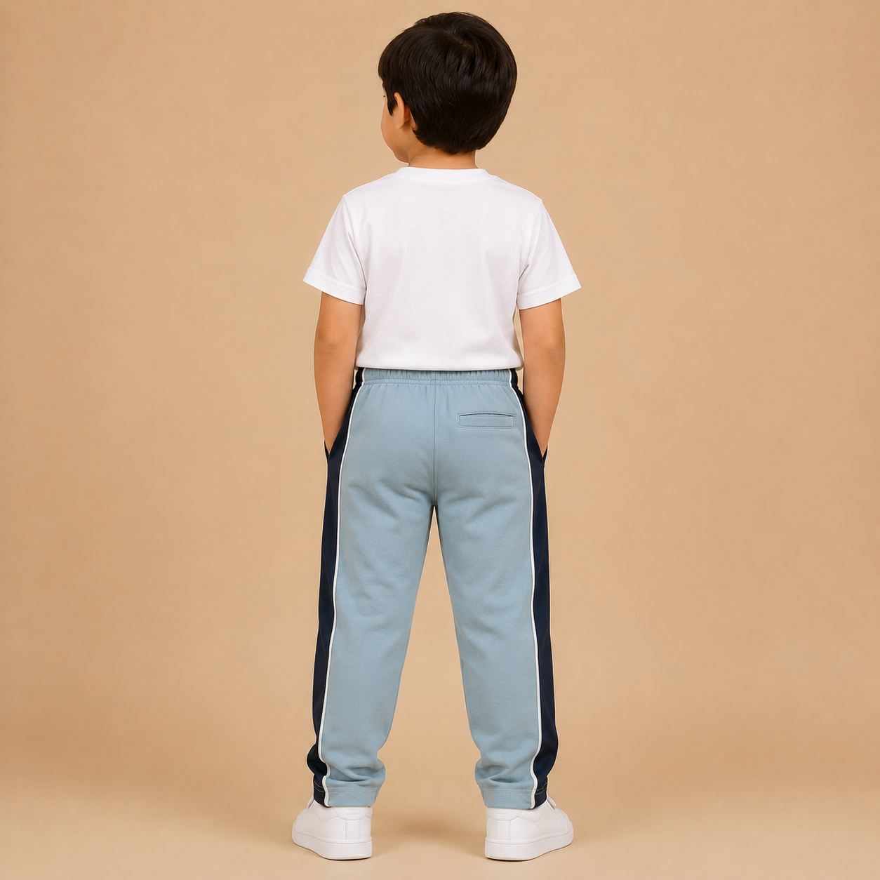 Premium Boys Trouser-  Light Sky Blue With Navy -T38