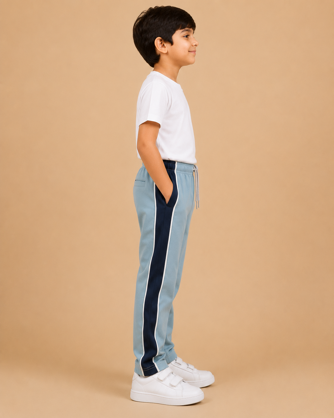 Premium Boys Trouser-  Light Sky Blue With Navy -T38