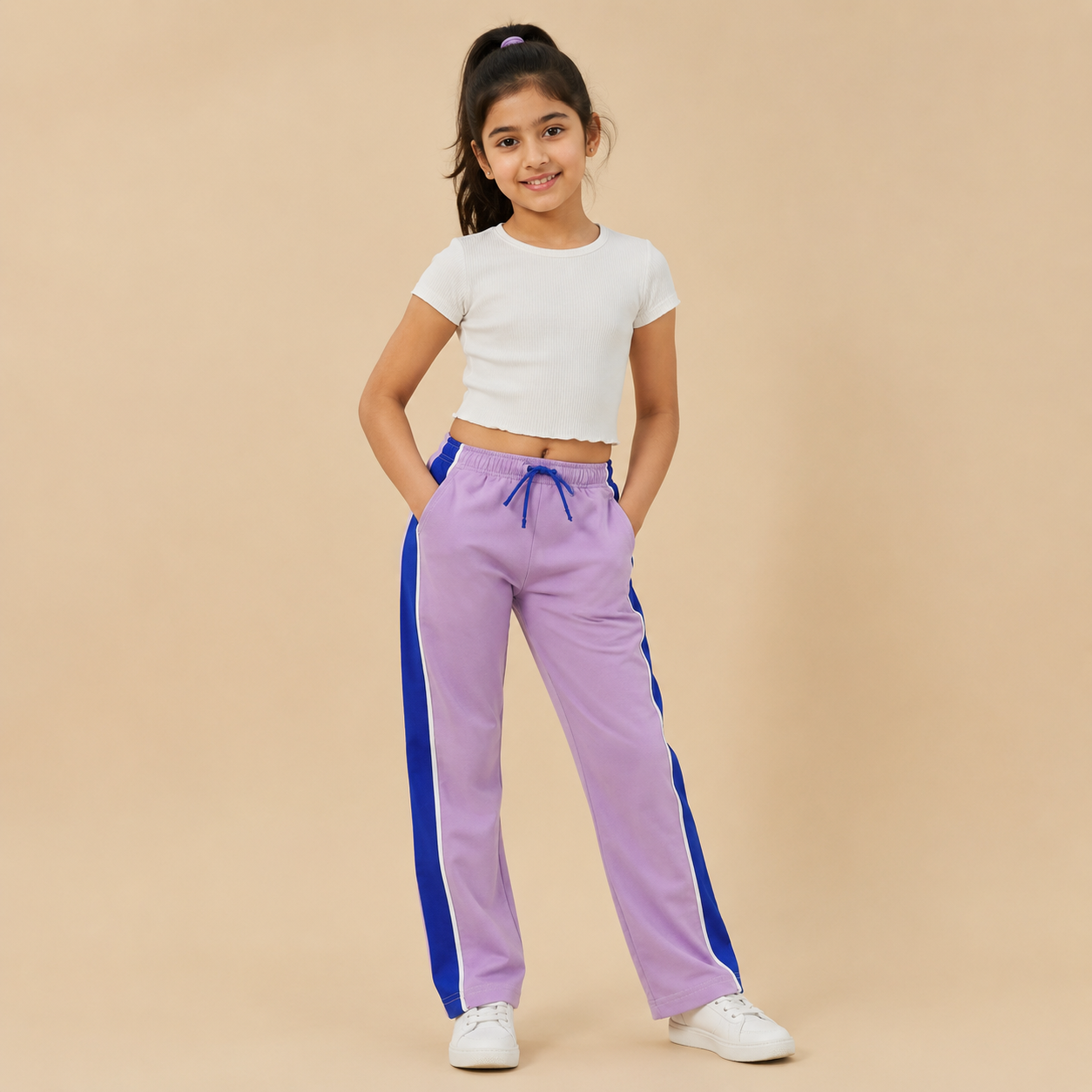 Premium Boys Trouser- Light Lavender With Royle Blue -T40