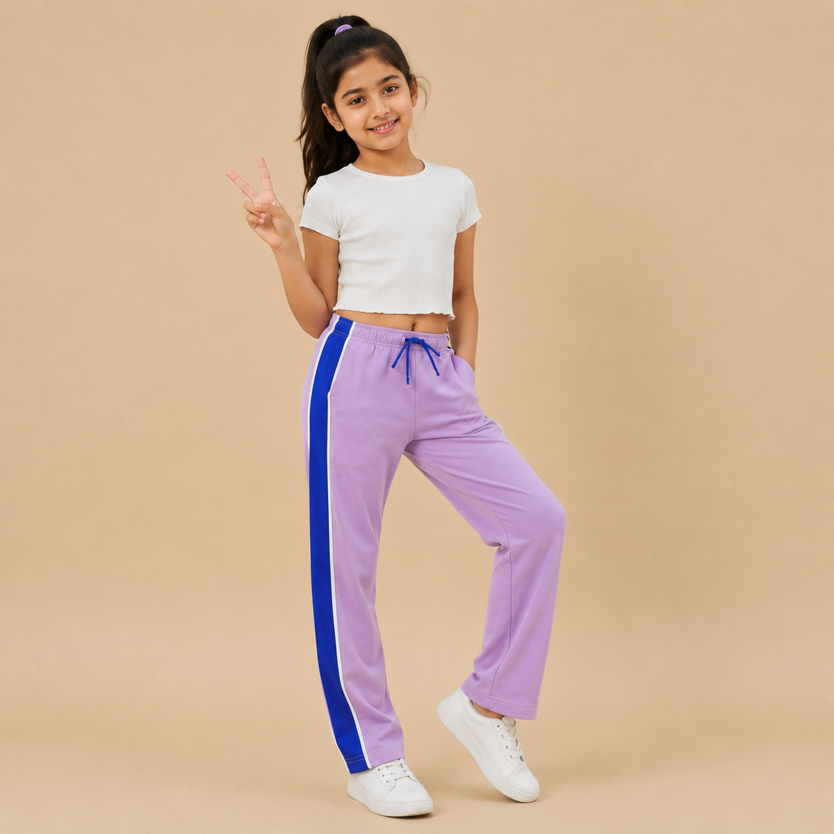 Premium Boys Trouser- Light Lavender With Royle Blue -T40
