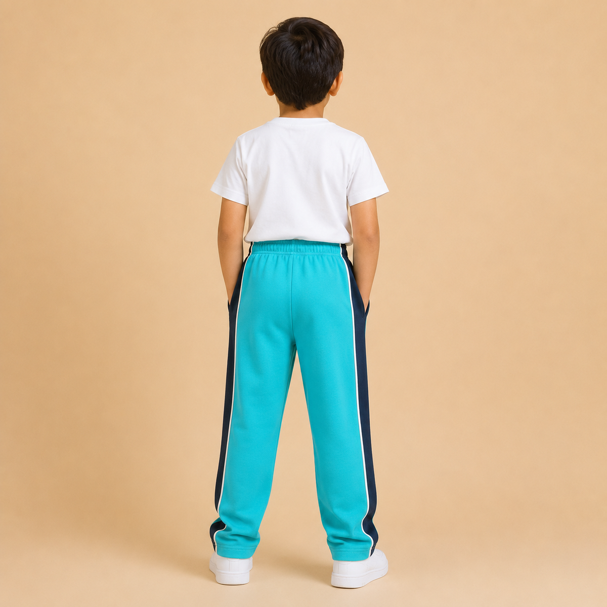 Premium Boys Trouser-Aqua Blue With Navy -T26