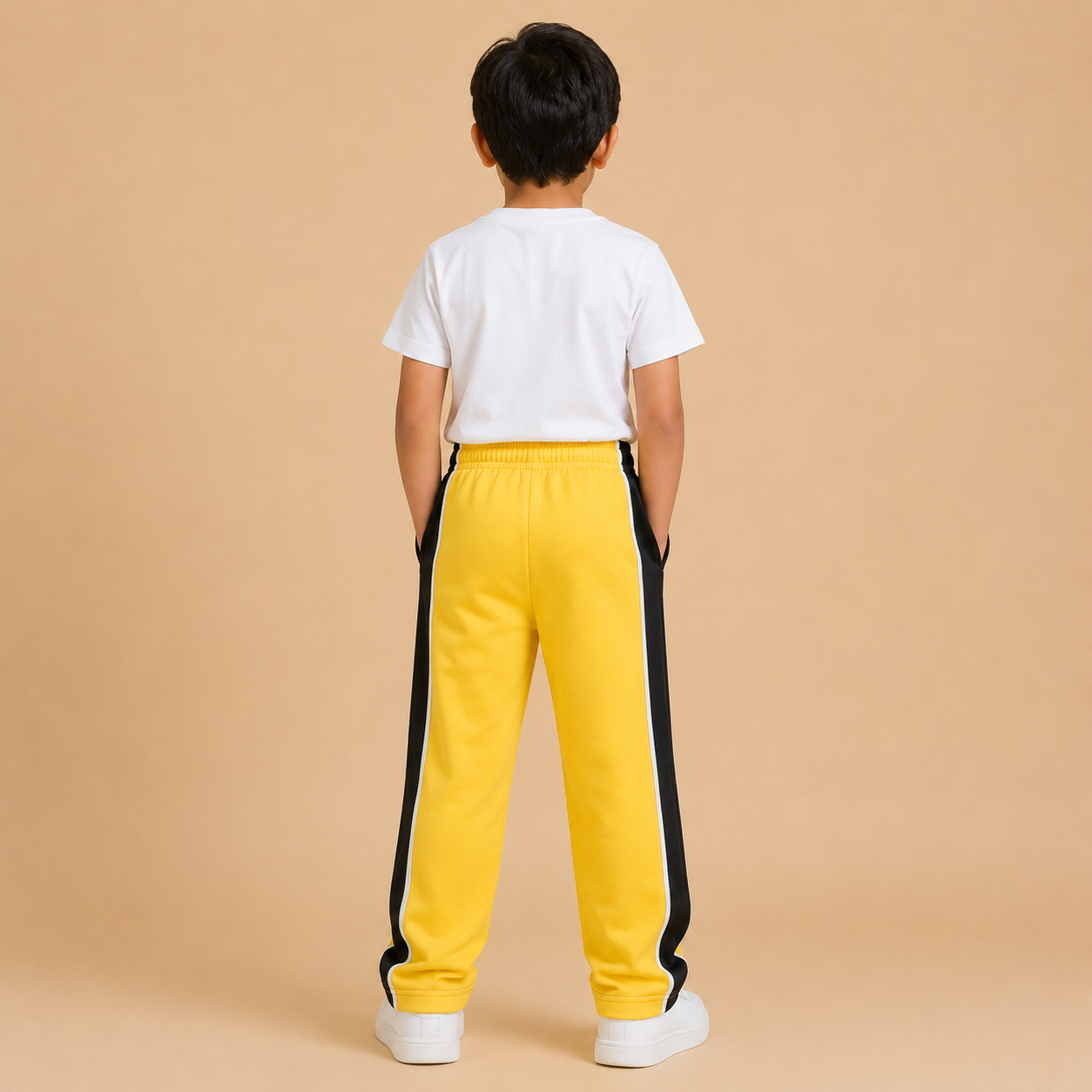Premium Boys Trouser-Golden Yellow With Navy -T27