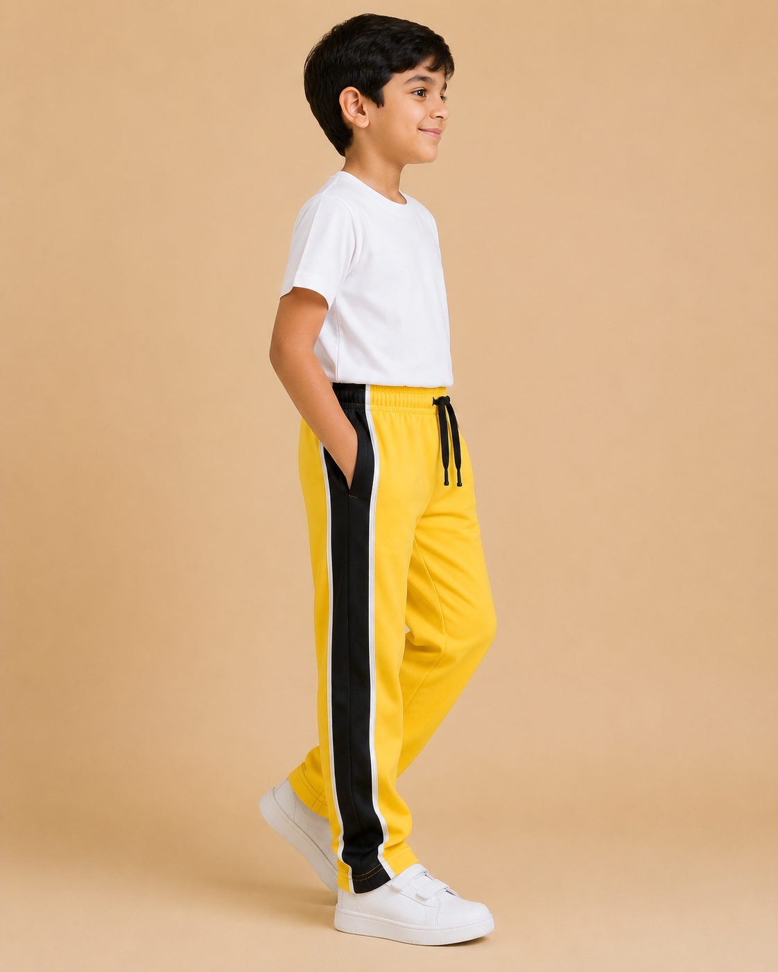 Premium Boys Trouser-Golden Yellow With Navy -T27