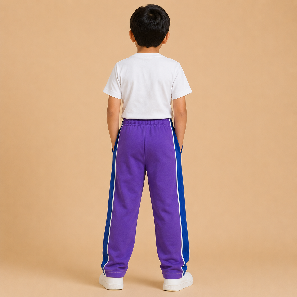 Premium Boys Trouser- Medium Purple With Navy -T28