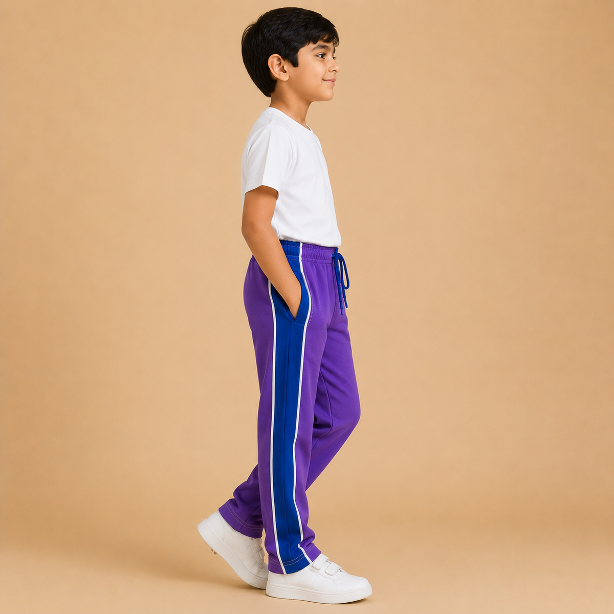 Premium Boys Trouser- Medium Purple With Navy -T28