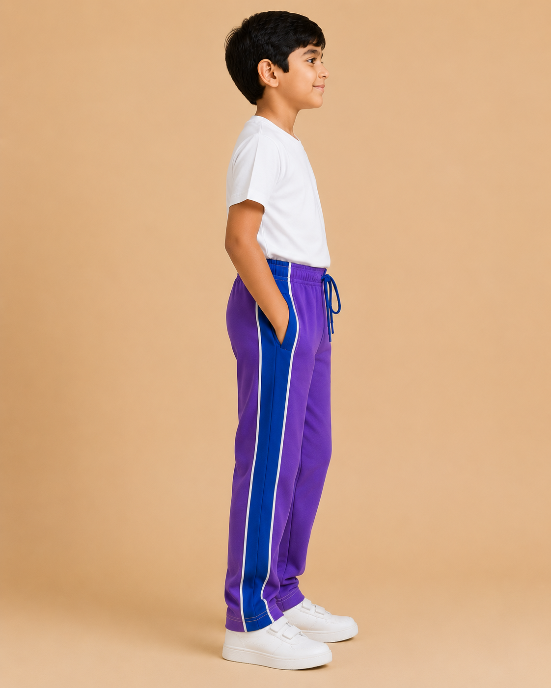 Premium Boys Trouser- Medium Purple With Navy -T28