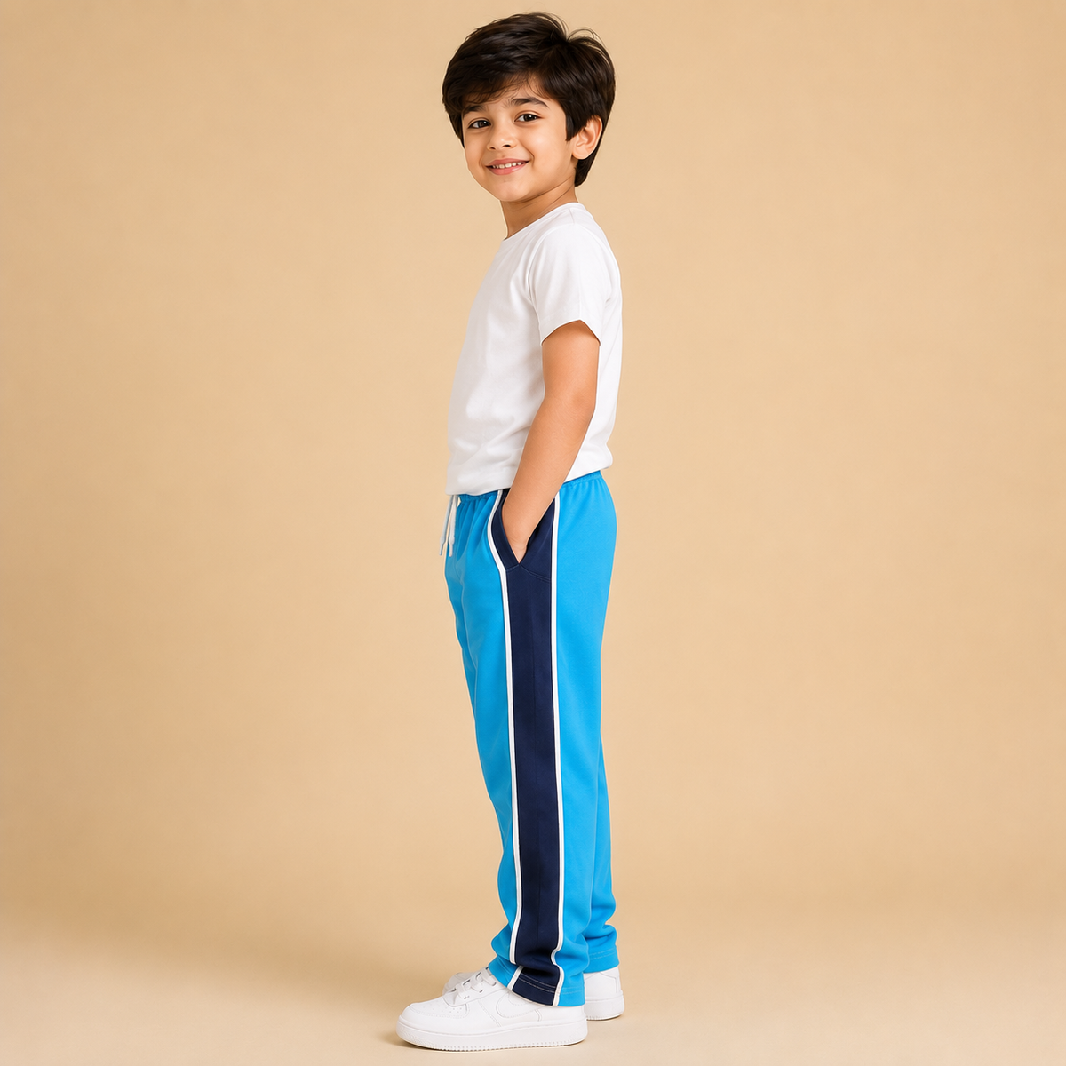 Premium Boys Trouser- Sky Blue With Navy T42