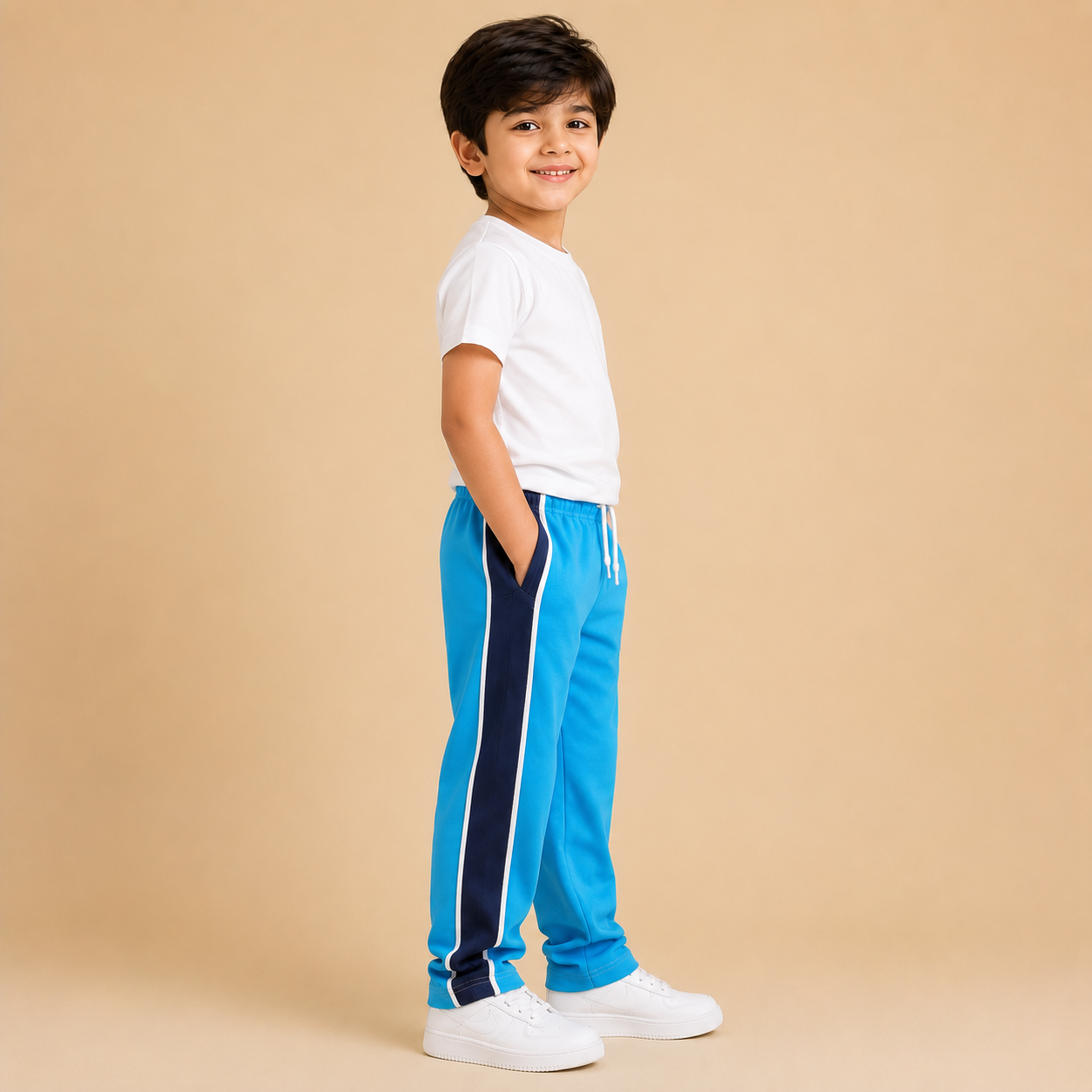 Premium Boys Trouser- Sky Blue With Navy T42