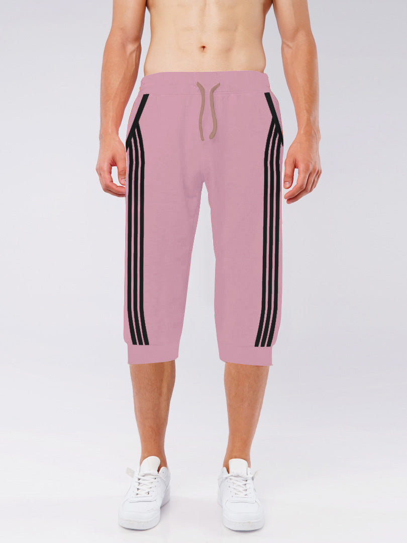Summer Jersey Slim Fit Bermuda Short For Men-Light Purple with Stripes-BE994/BR13238