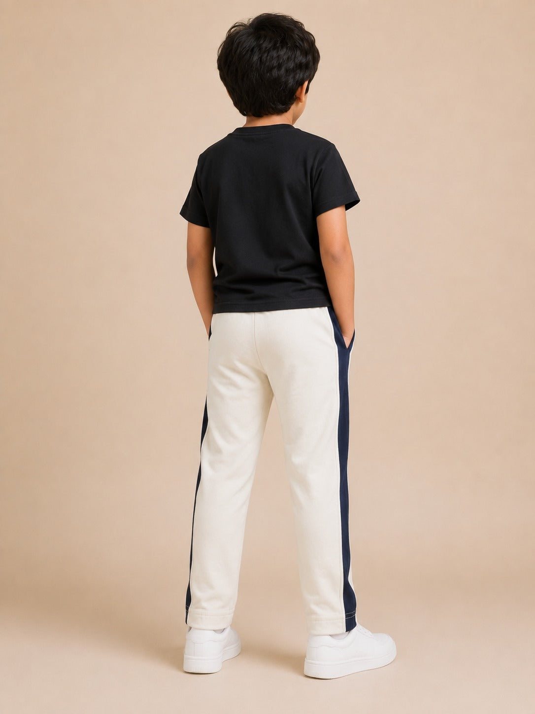 Premium Boys Trouser-White with Navy-T13