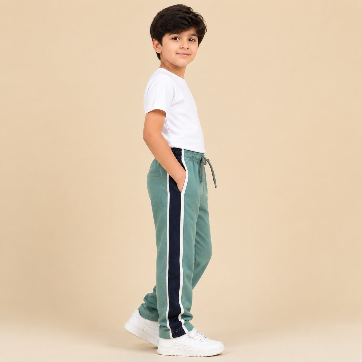 Premium Boys Trouser-Burnt Orange with Navy-T10