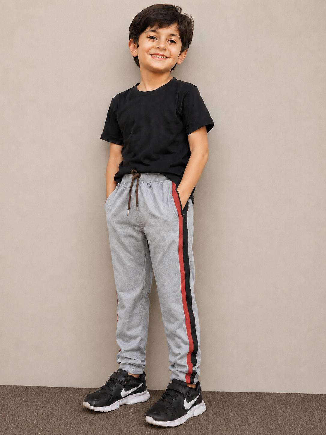 Premium Kids lycra Trouser light grey with ,Side Stripe p24