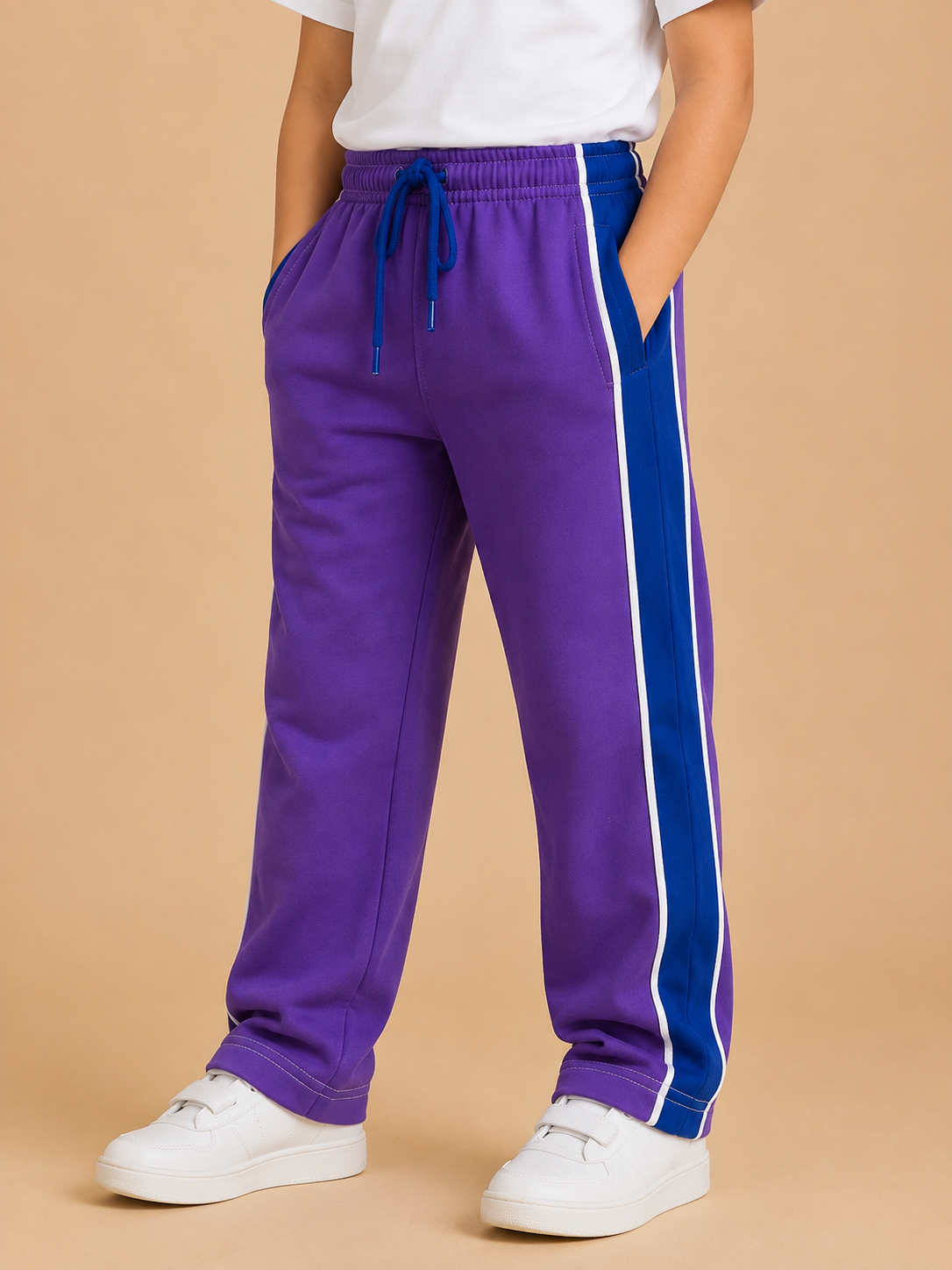 Premium Boys Trouser- Medium Purple With Navy -T28