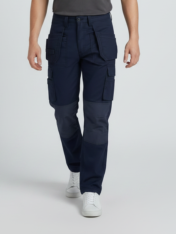 Navy Blue Cargo Trouser For Men-BE8267