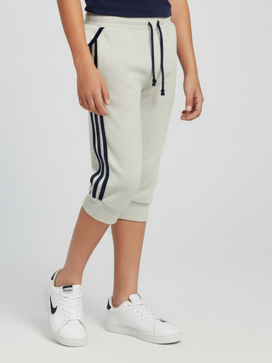 Summer Jersey Slim Fit Short For Kids-Light Grey Melange-NSK01