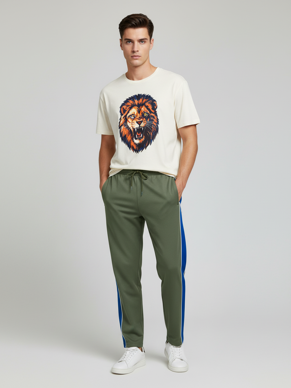 Stylish Regular Fit Single Jersey Summer Trouser For Men-Olive Green-NST02
