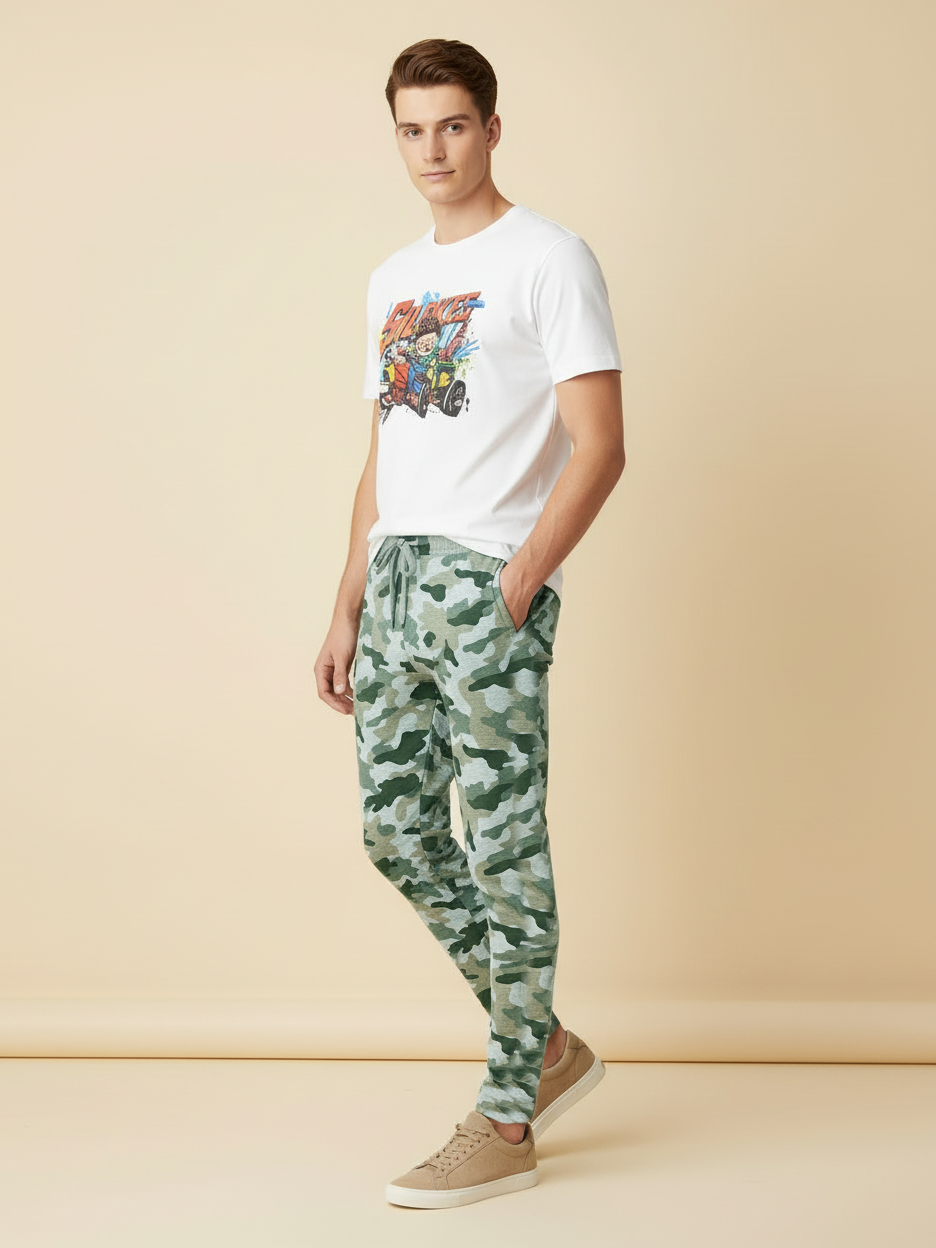 Louis Vicaci Slim Fit Single Jersey Trouser For Men-Camouflage-RT1968