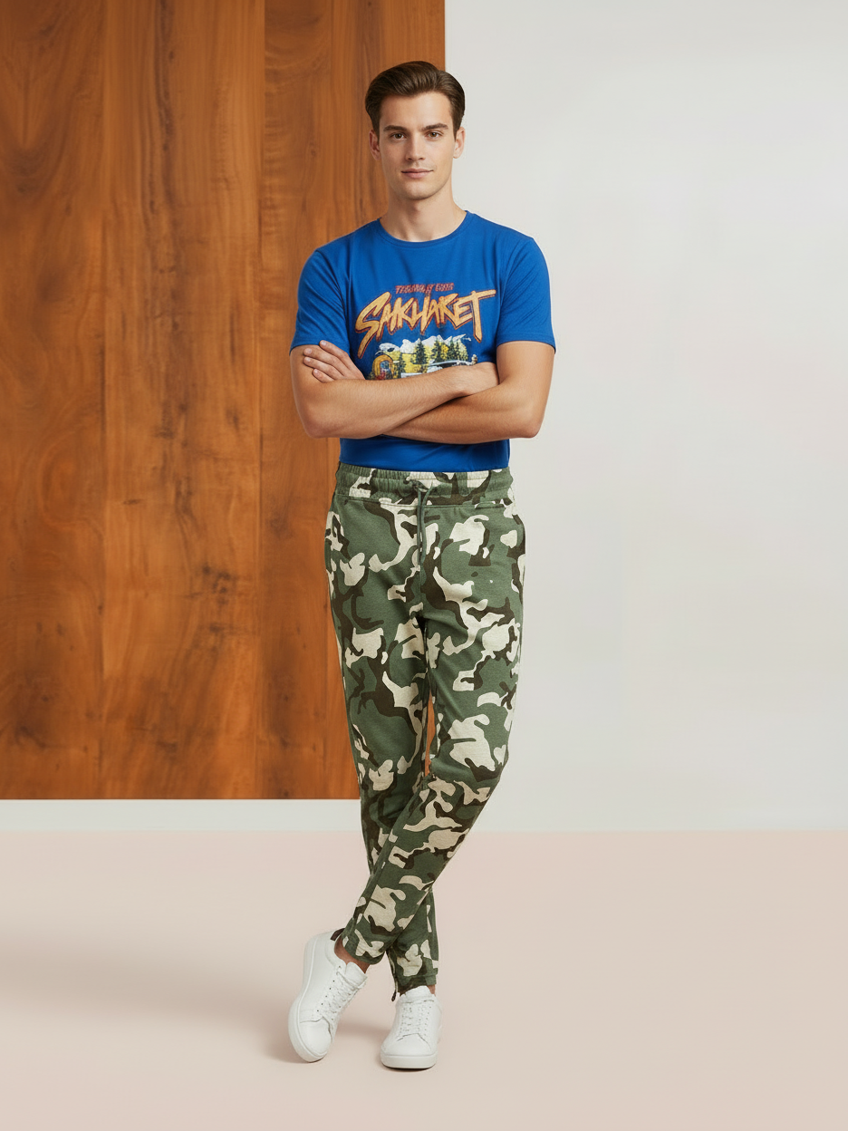 Louis Vicaci Slim Fit Single Jersey Trouser For Men-Camouflage-NSK54