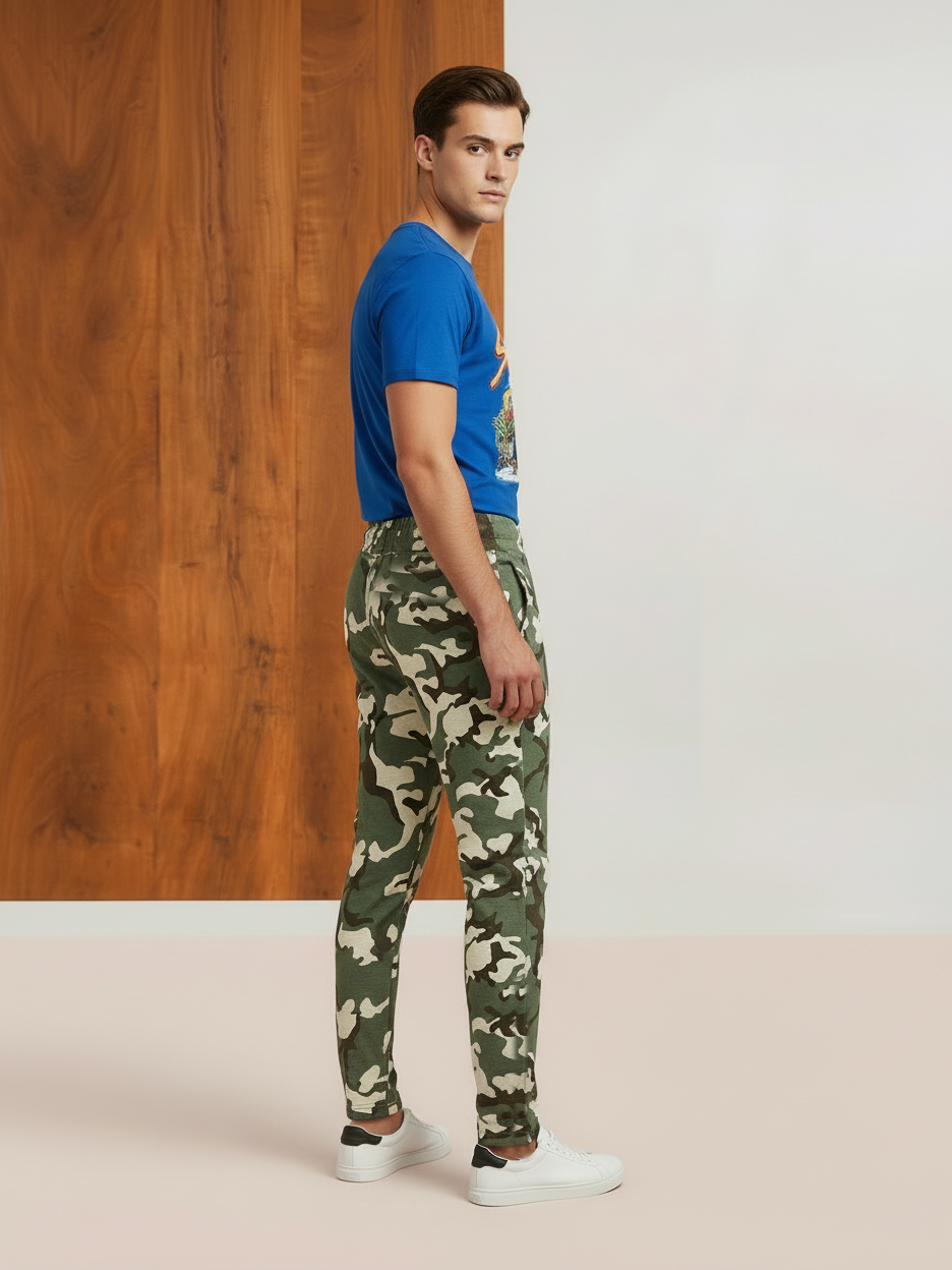 Louis Vicaci Slim Fit Single Jersey Trouser For Men-Camouflage-NSK54