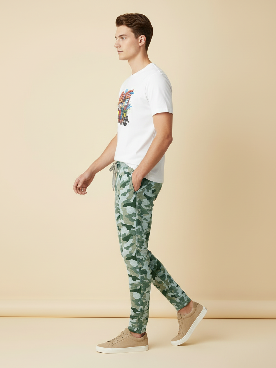 Louis Vicaci Slim Fit Single Jersey Trouser For Men-Camouflage-RT1968