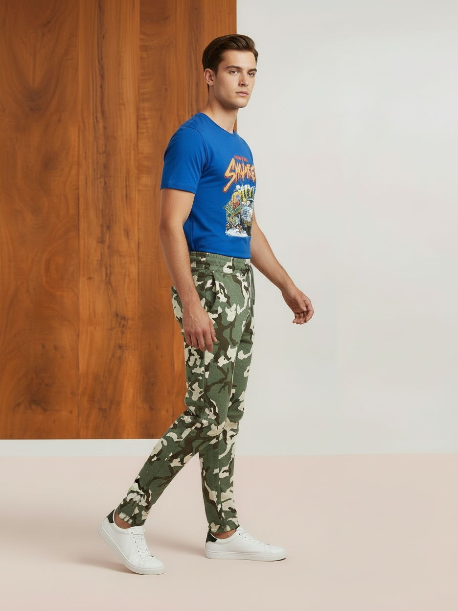 Louis Vicaci Slim Fit Single Jersey Trouser For Men-Camouflage-NSK54