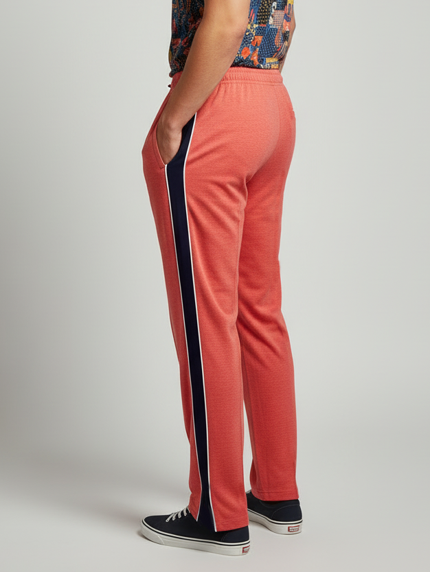 Stylish Regular Fit Single Jersey Summer Trouser For Men-Red Melange-NST04