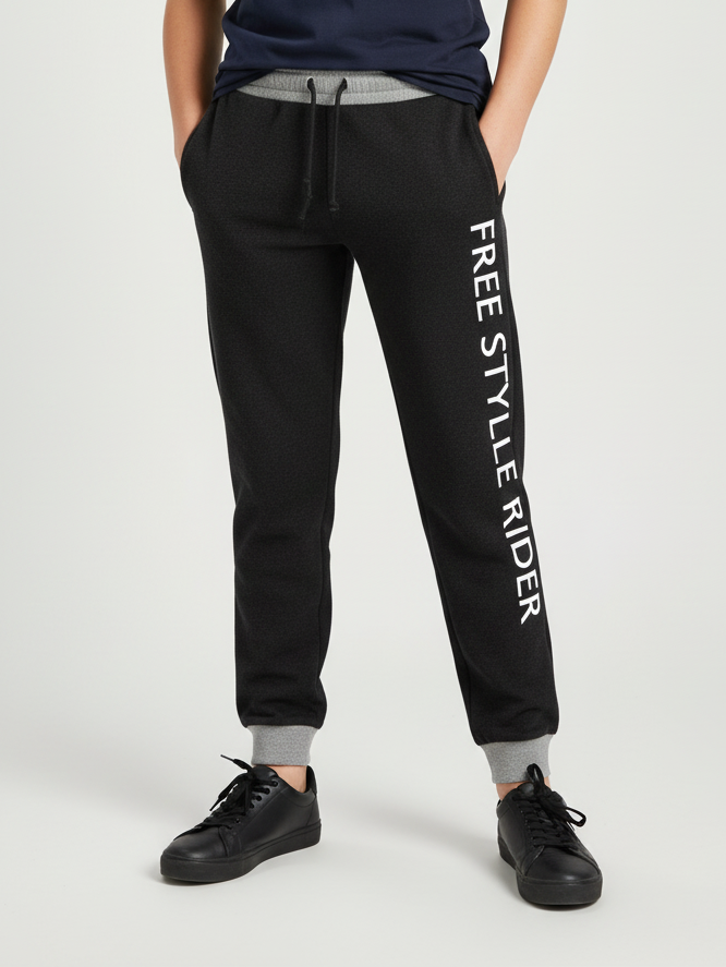Red Pearl Single Jersey Slim Fit Jogger Trouser For Kids-Dark Grey Melange-AZ63