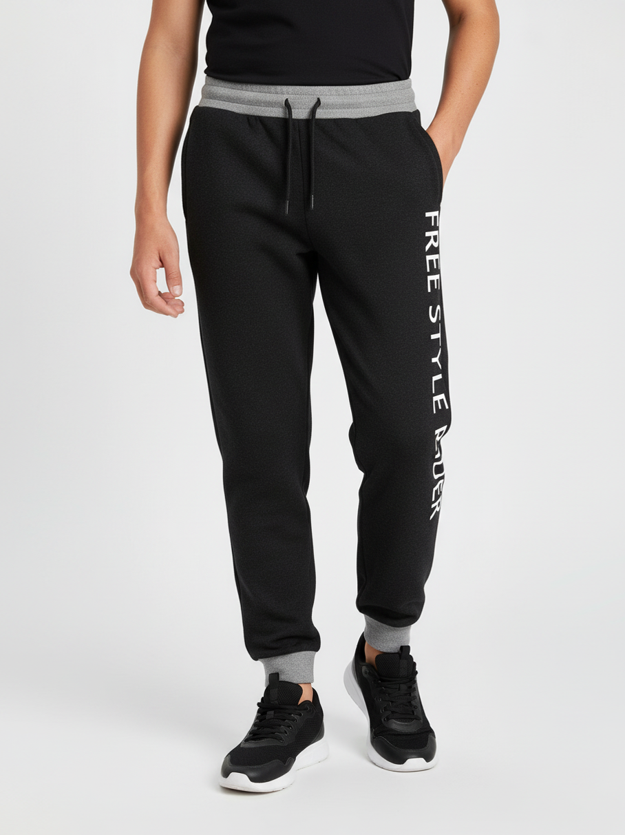 Red Pearl Single Jersey Slim Fit Jogger Trouser For Kids-Dark Grey Melange-AZ63