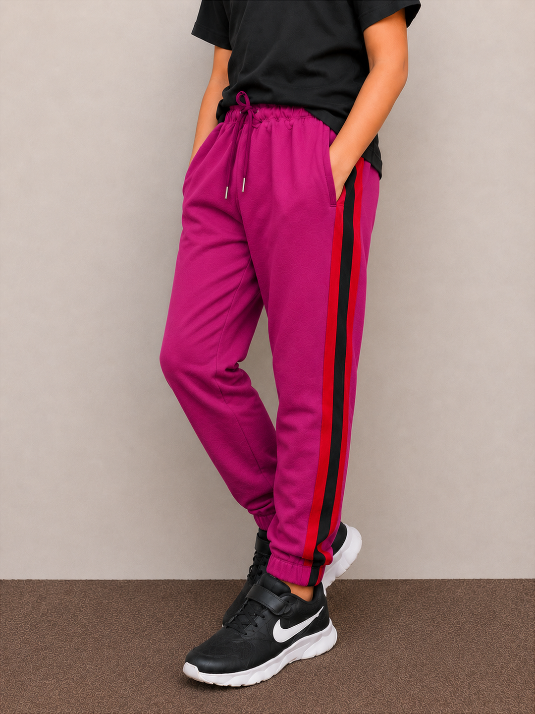 Premium Kids Lycra Trouser purpul pink with ,Side Stripe p21