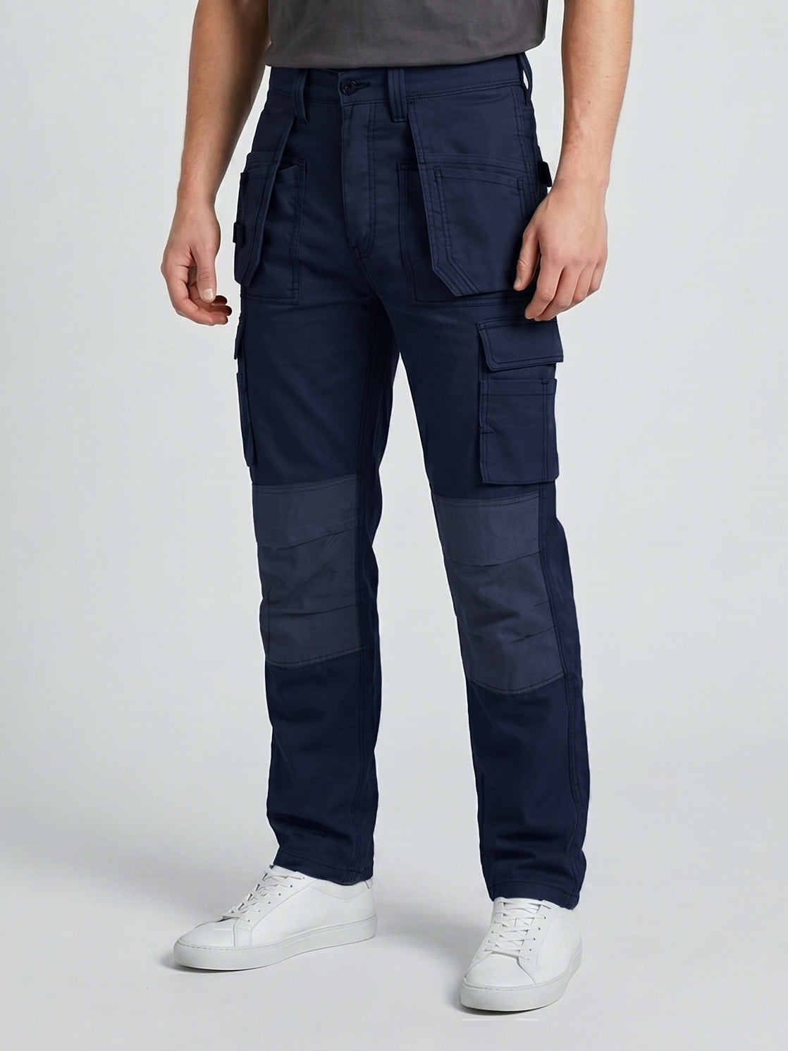 Navy Blue Cargo Trouser For Men-BE8267