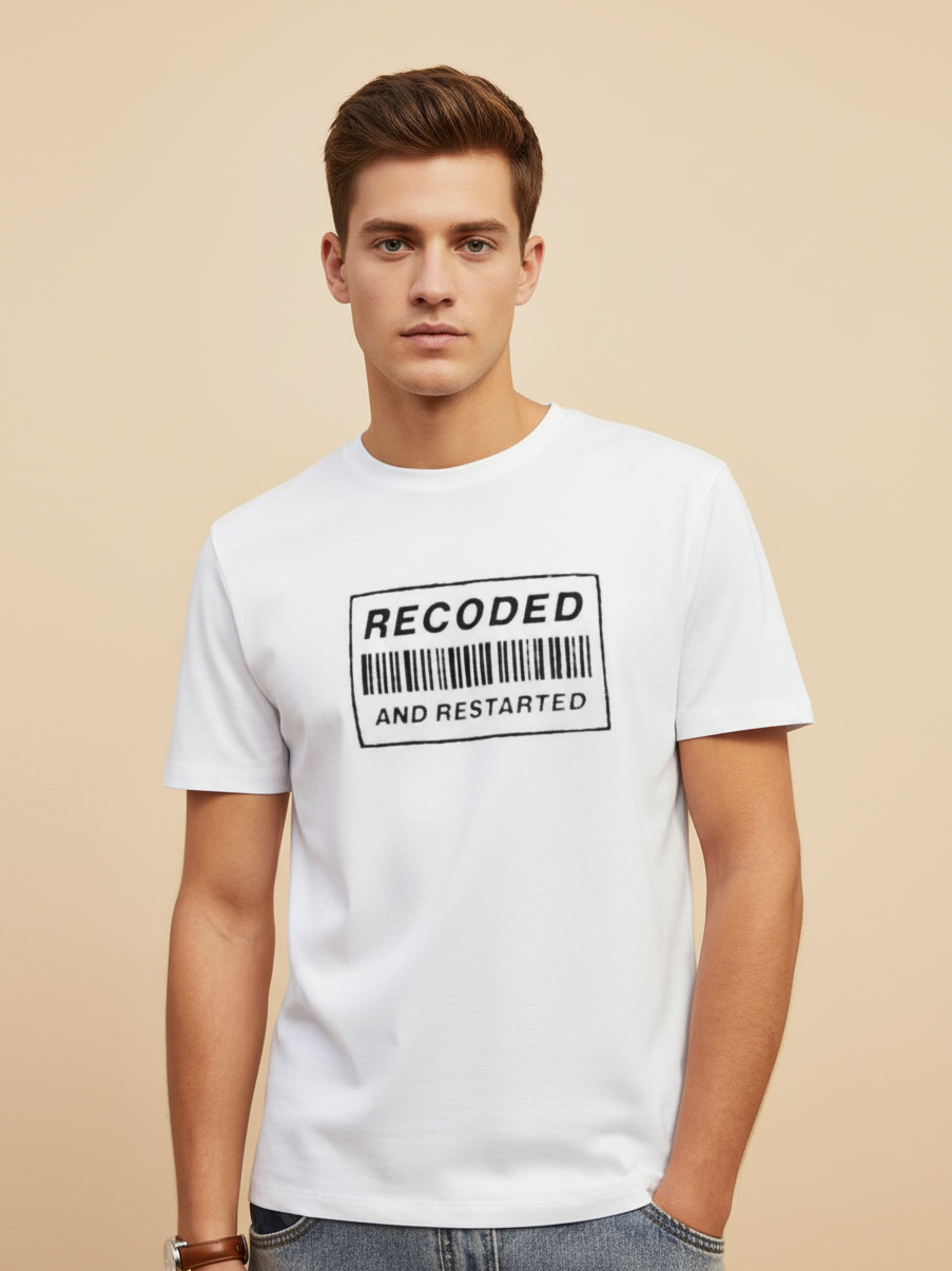 Teranova Crew Neck Summer Tee Shirt For Men-White-SP1905